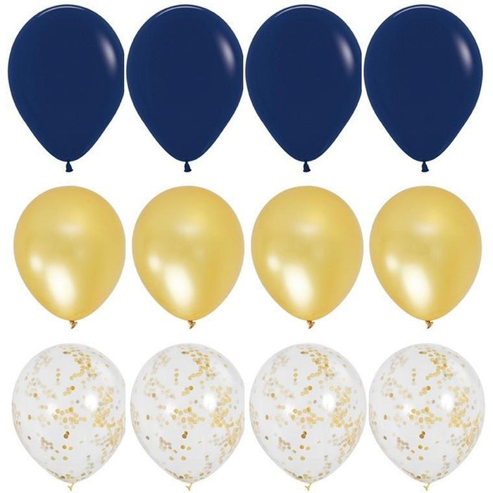 Navy Blue and Gold Balloon Bouquet - 24ct