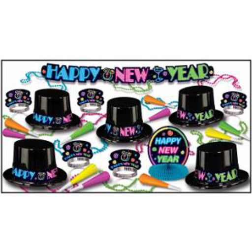 Happy New Years Neon Party Pack For 10 People