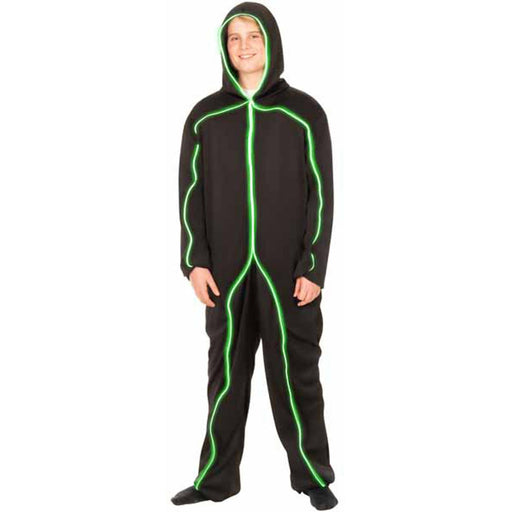 "Neon Green Kids Glow Stick Man Costume"