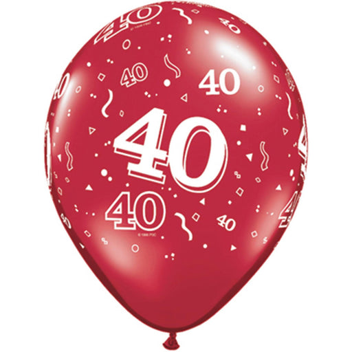 Number #40 Arnd 11" Ruby Red Balloons (50 Pack)