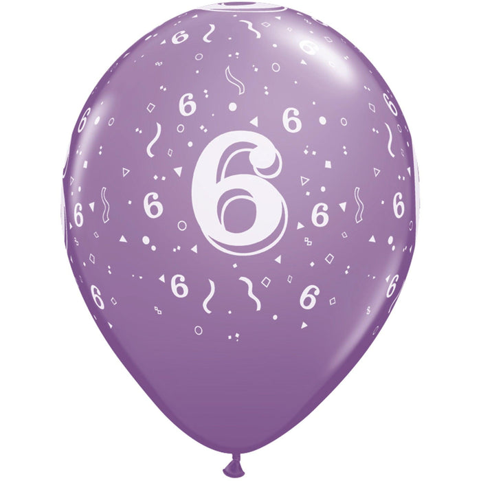 Number #6 Confetti Balloons - Pack Of 50 (11" Trendy)