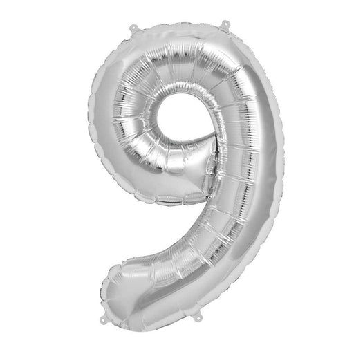 Number 9 Foil Birthday Balloon - Silver