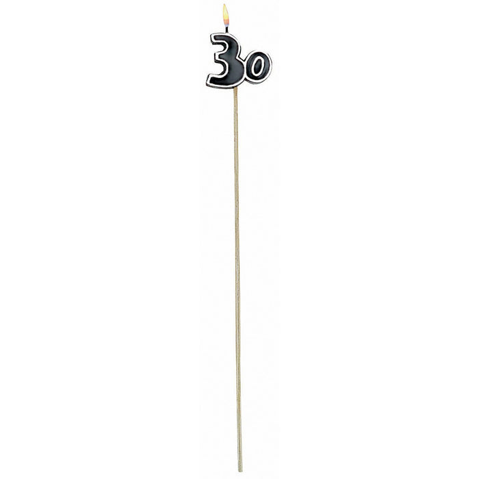 Oh No.30 Cake Candle On A Stick- 6Pk/12Cs