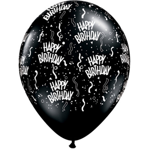 Sleek Celebration Onyx Black Birthday Balloons 11" (50/Pk)
