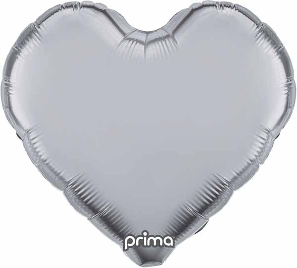 Prima Silver Heart Foil Balloon, 32 Inch