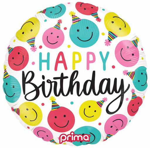 Prima Happy Faces Birthday 18" Round Foil Balloon