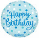 Prima Blue Dots Birthday Foil Balloon, 18 Inch Round