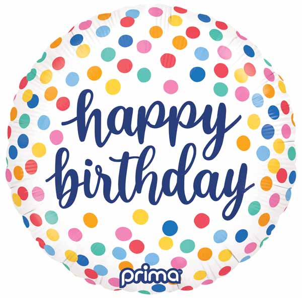 Prima Colorful Confetti Birthday Foil Balloon, 18 Inch