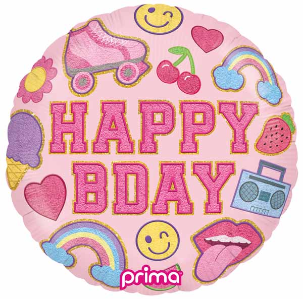 Prima Girl Patches 18 Inch Round Birthday Foil Balloon