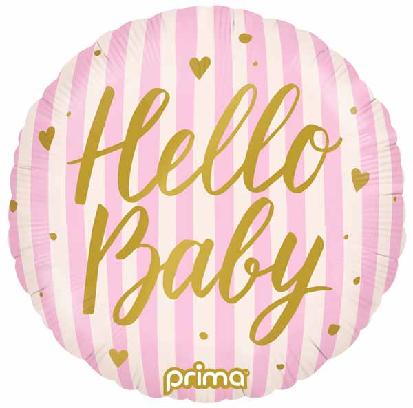 Prima Hello Baby Pink 18-Inch Round Foil Balloon