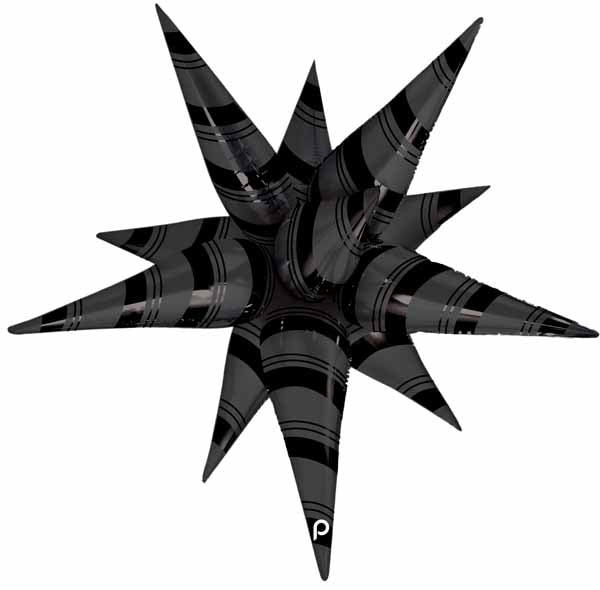Prima Black Stripes Starburst Foil Balloon, 26 Inch