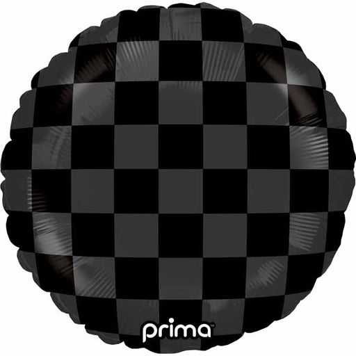 Prima Black Checker 18 Inch Round Foil Balloon