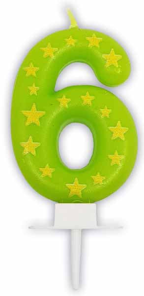 Stars Number 6 Birthday Candle