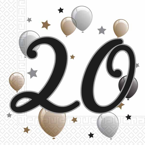 Milestone 20th Birthday 2-Ply Luncheon Napkins, 20 Count