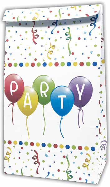Happy Birthday Streamers Paper Party Bags, 4 Pack