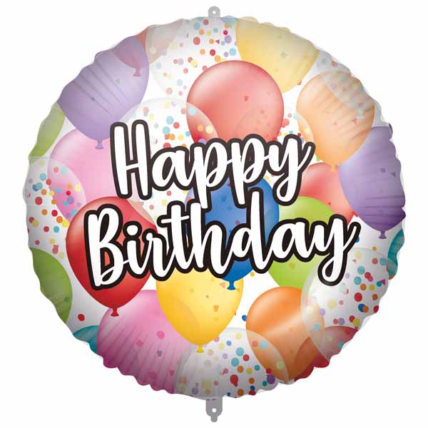 Happy Birthday 18-Inch Round Foil Balloon