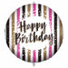 FOIL BALLOON 18" PKG HBDAY PK/GD STRIPES