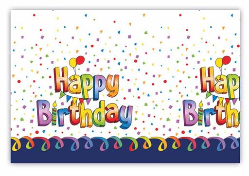 Multicolor Happy Birthday Plastic Tablecover, 47 x 70 Inches