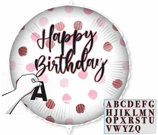 Pink Happy Birthday Personalizable Foil Balloon, 18 Inch