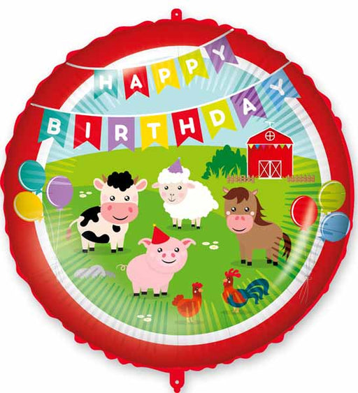 Farm Happy Birthday 18-Inch Round Foil Balloon
