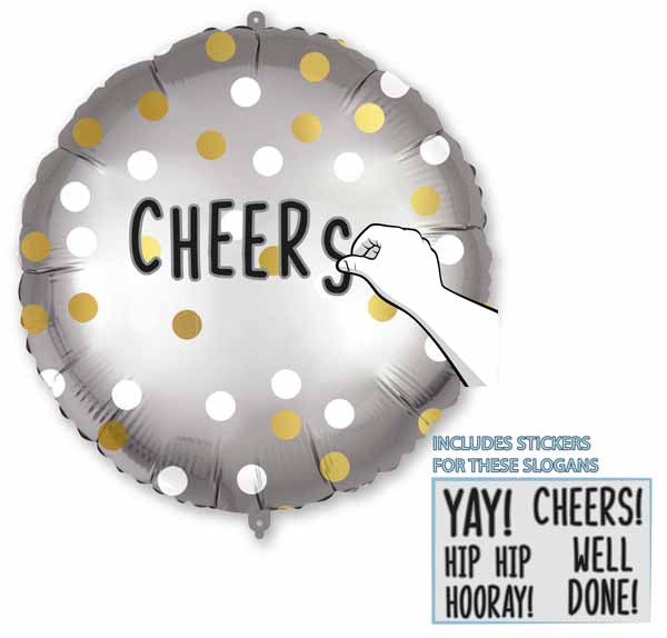 Personalizable Gold & White Dots Foil Balloon, 18 Inch
