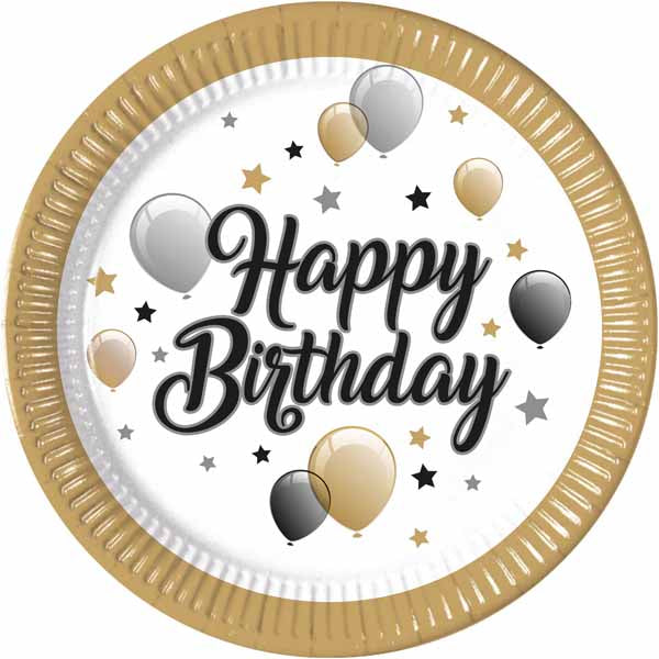 Milestone Happy Birthday 9-Inch Paper Plates, 8 Count
