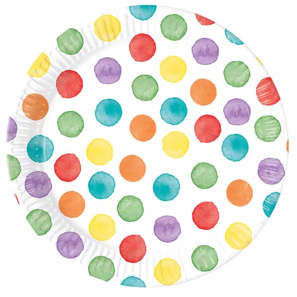Multicolour Dots 9-Inch Paper Plates, 8-Pack