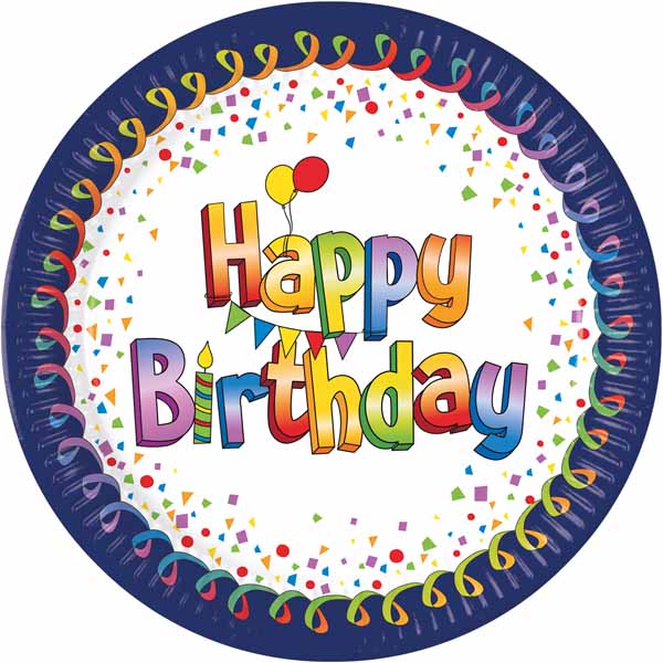 PAPER PLATES 7.6" 8/PK MULTICOLOUR HBD