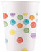 PAPER CUPS 7 OZ 8/PK MULTICOLOUR DOTS