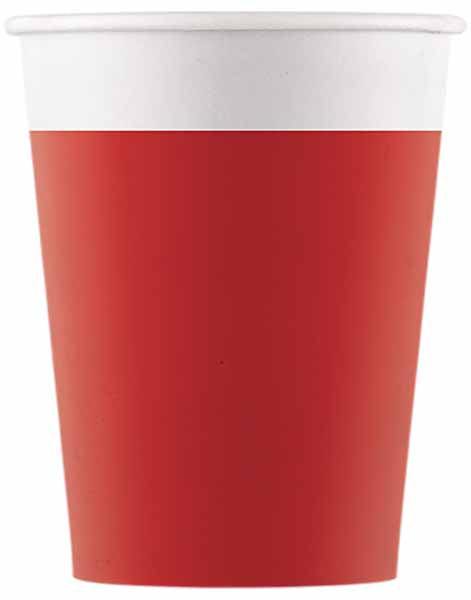 Solid Red 7 oz Paper Cups, 8 Pack