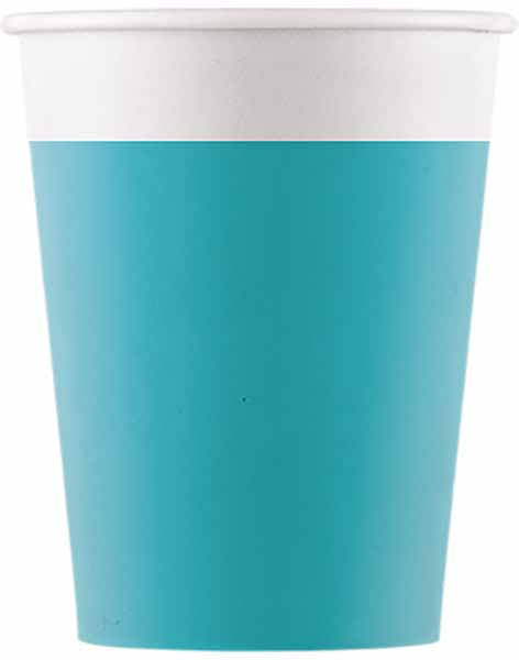 PAPER CUPS 7OZ 8/PK SOLID TURQUOISE