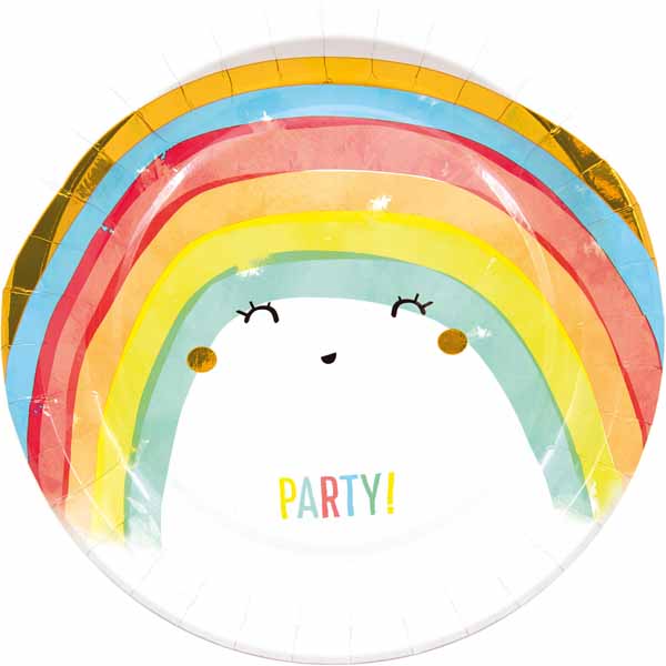 Rainbow Party 9-Inch Paper Plates, 8 Pack