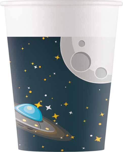 PAPER CUPS 7 OZ 8/PK ROCKET SPACE