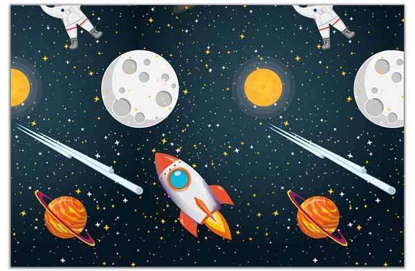 Rocket Space Plastic Tablecover, 47 x 70 Inches