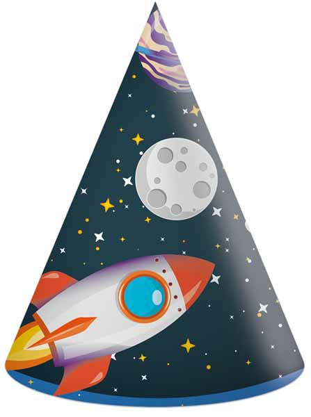 Rocket Space Paper Party Hats, 6 Pack