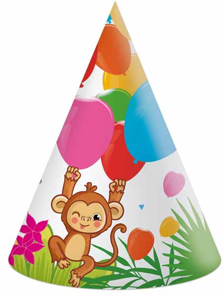 Jungle Balloons party hats for a jungle safari birthday party