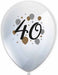 40th Birthday Printed Latex Balloons, 6 Pack