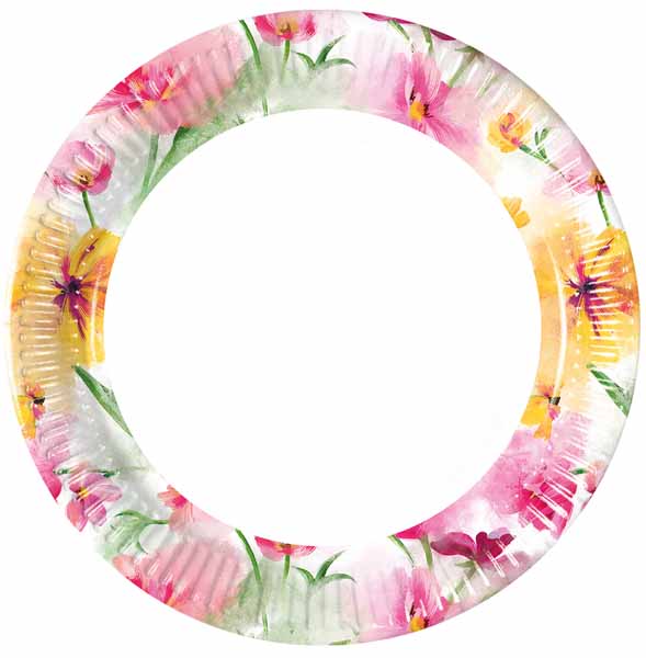 Spring Flowers 7.6-Inch Paper Plates, 8-Pack