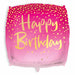 Pink Happy Birthday Square Foil Balloon, 18 Inch