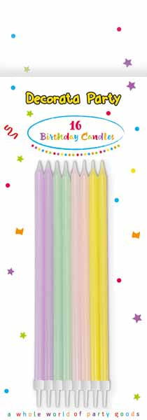 CANDLES 5.7" W/HOLDE RS PASTEL COLOUR 16P