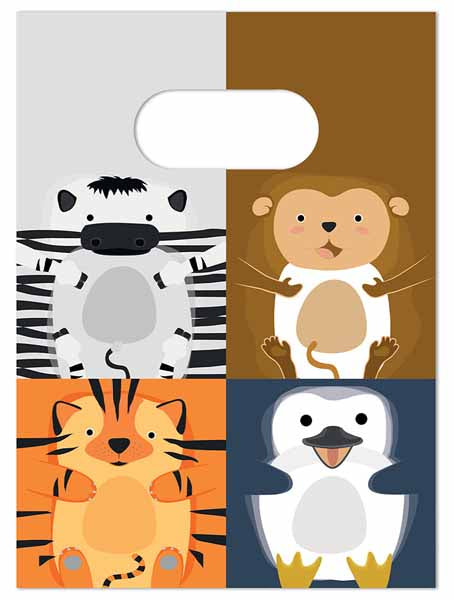 Zoo Party Paper Bags, 4 Pack
