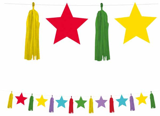 Multicolour Paper Star & Tassel Garland