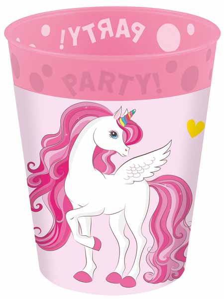 PARTY REUSE CUP 9OZ 4/PK UNICORN RAINBOW