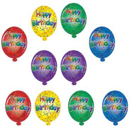 Joyful Mini Balloon Cutouts 4.5" Happy Birthday Decorations (3/Pk)