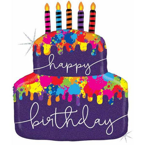 Paint Splatter Birthday Cake - 30" Shape C Package