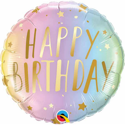 Charming 18-inch Birthday Pastel Ombre &amp; Stars Foil Balloon in Multicolor