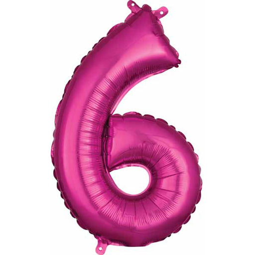 Pink Number Six 16" Foil Balloon.