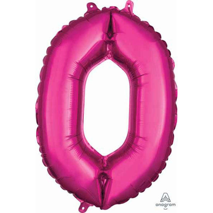 Pink Number #0 Balloon - 16" Shape Pkg L16