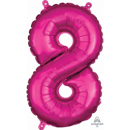 Pink Number 8 Balloon - 16" Tall Shape Pkg.