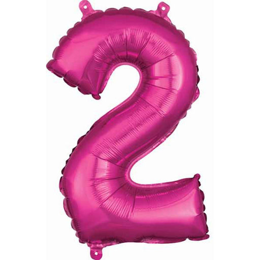 Pink Number 2 Foil Balloon - 16 Inches Tall (Pack Of 1)